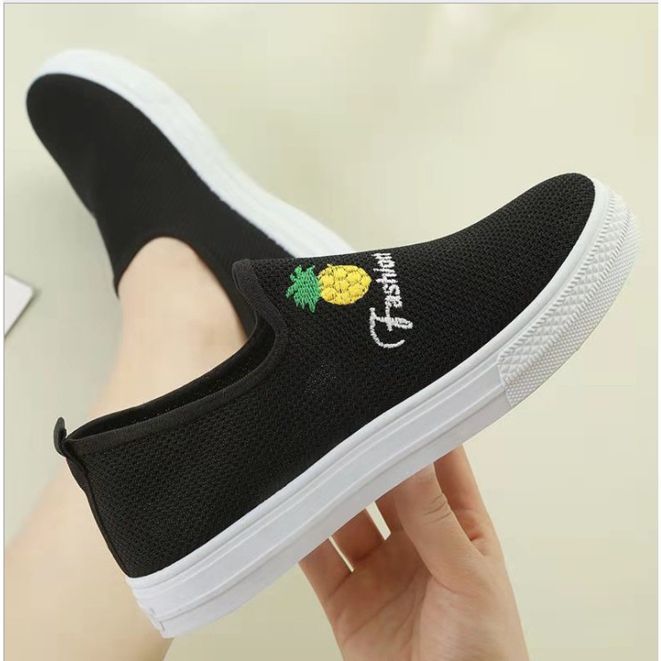 Giày Lười Nữ Đế Bằng Họa Tiết Quả Dứa Siêu Xinh DN42