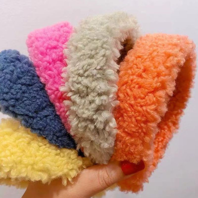 Băng Đô Cài Tóc Vải Lông Dày Dặn Màu Sắc Kẹo Ngọt Thời Trang Mùa Đông