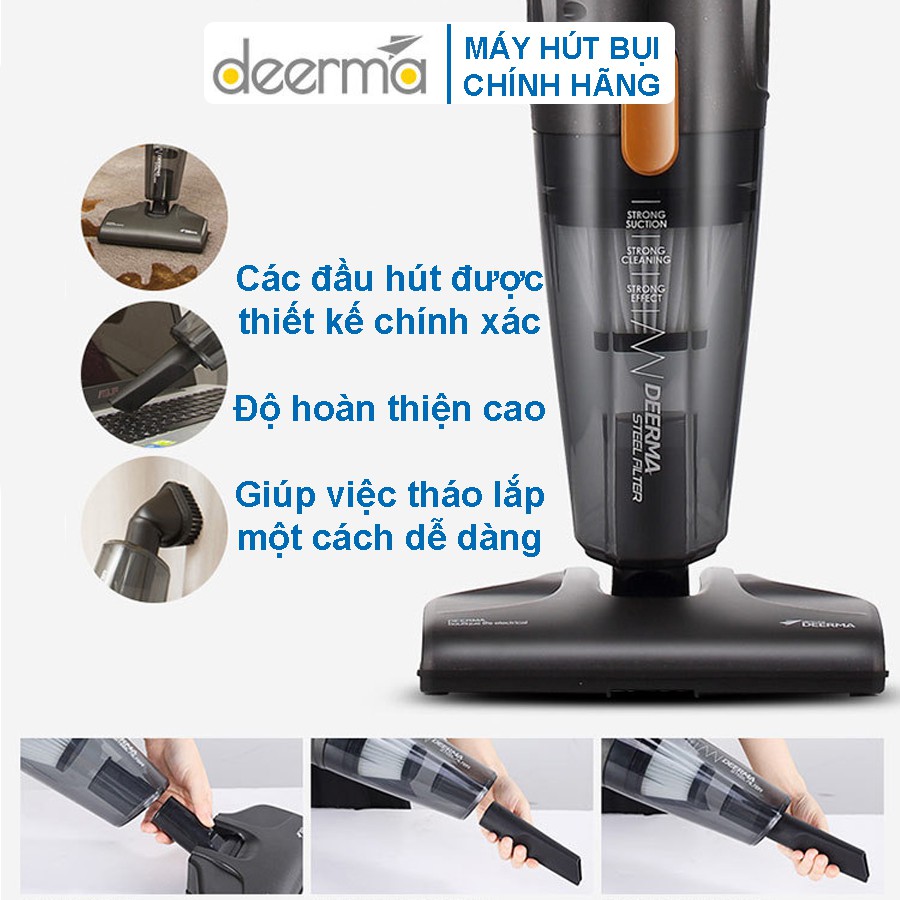 [DEERMA] Máy Hút Bụi Gia Đình Cầm Tay Deerma DX115C Công Suất 600W Lực Hút 14000Pa Bảo Hành 6 Tháng Kèm 3 Đầu Hút | BigBuy360 - bigbuy360.vn