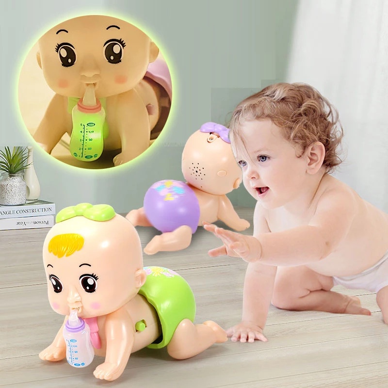 Búp Bê Em Bé Tập Bò Như Thật Đồ Chơi VikiToys Bằng Nhựa Dành Cho Trẻ Nhỏ Trên 6 Tháng Tuổi Có Đèn Nhấp Nháy Nhạc Vui