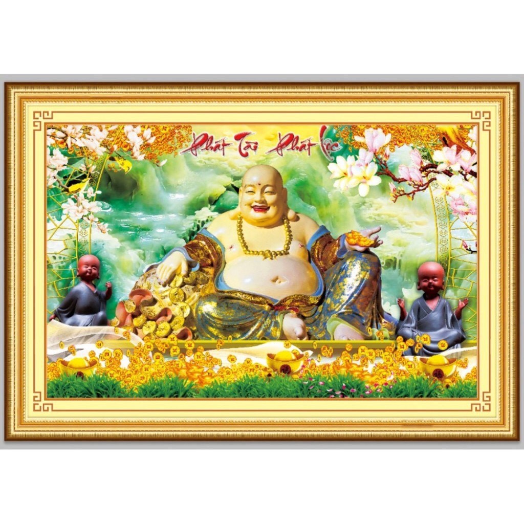 Tranh thêu Phật Di Lặc - Phát Tài Phát Đạt 53571 kt90x60cm