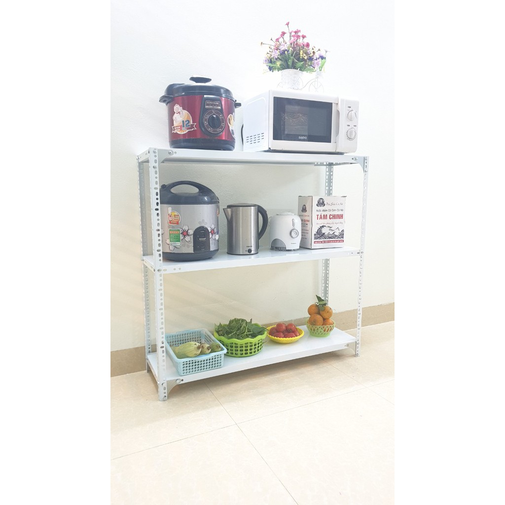 Kệ sắt sơn tĩnh điện lắp ghép đựng đồ đa năng 3 tầng . Kích thước : Dài 60cm, Rộng 30cm, cao 60cm , 80cm, 100cm