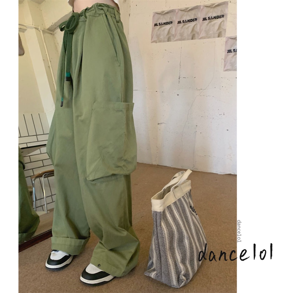 Quần Dài Ống Rộng Phối Dây Phong Cách Punk Retro dance1o1- Dành Cho Nữ