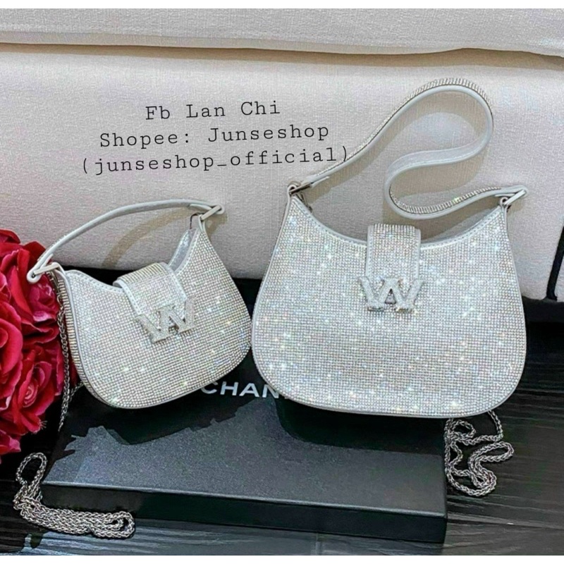 Túi W đính đá cực hot size mini &amp; size 22cm full hộp