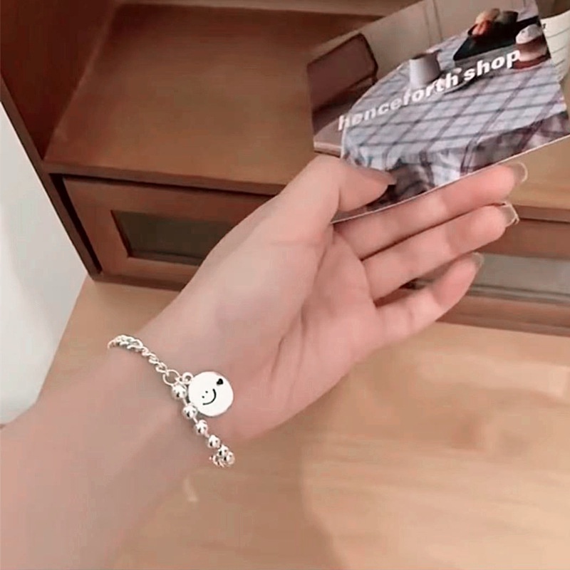 Vòng tay phối hạt giả ngọc trai và hình mặt cười thời trang Hàn Quốc