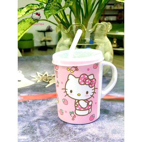 Ly có nắp Melamin HelloKitty