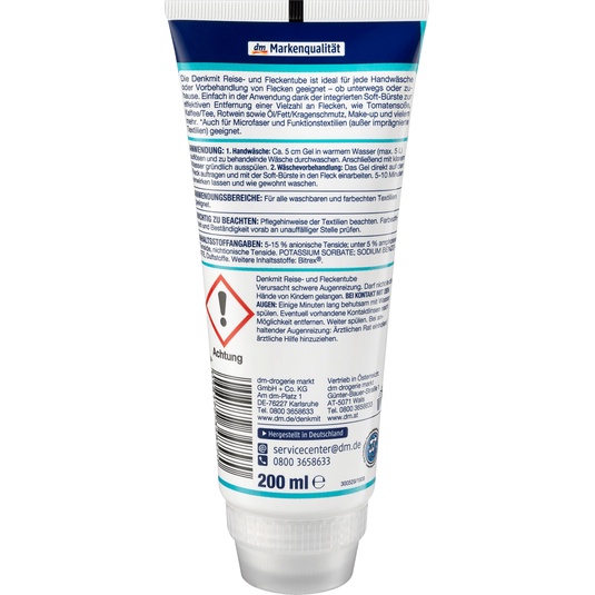 Denkmit - Tuýp kem tẩy vết bẩn quần áo tiện dụng khi du lịch, dã ngoại, dung tích 200 ml