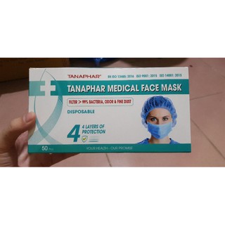 KHẨU TRANG Y TẾ TÂN Á LỌC KHUẨN, MÙI & BỤI MỊN (HỘP 50C) - CHÍNH HÃNG