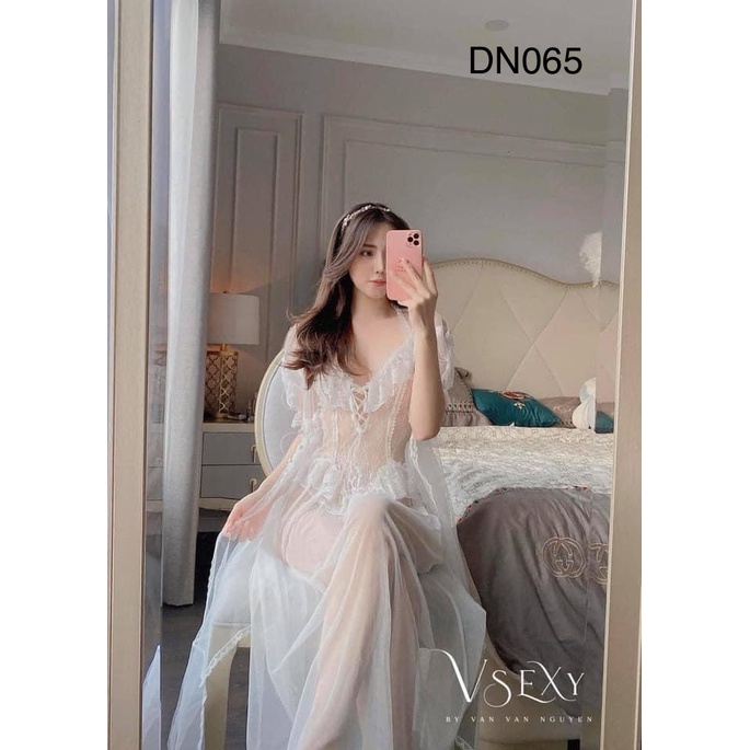 DN065-SET NGỦ REN (ÁO CHOÀNG+VÁY+CHÍP)-HÀNG QUẢNG CHÂU