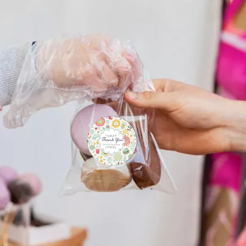 Set 500 Miếng Dán Niêm Phong Bao Bì/Quà Tặng Hình Tròn In Chữ Thank You Và Hoa Handmade