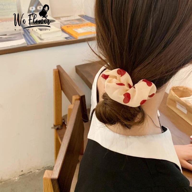 Dây buộc tóc WE FLOWER co giãn in họa tiết phong cách Hàn Quốc cho nữ