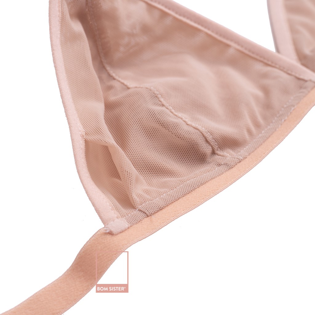 Áo lót không mút không gọng chất lưới màu trơn có thể thêm mút nâng ngực tự nhiên BOM SISTER BR0015 | BigBuy360 - bigbuy360.vn