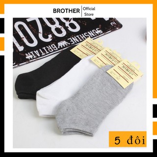 Tất vớ nam nữ 5 ĐÔI cổ ngắn vải cotton mềm, thoáng khí, chống hôi chân