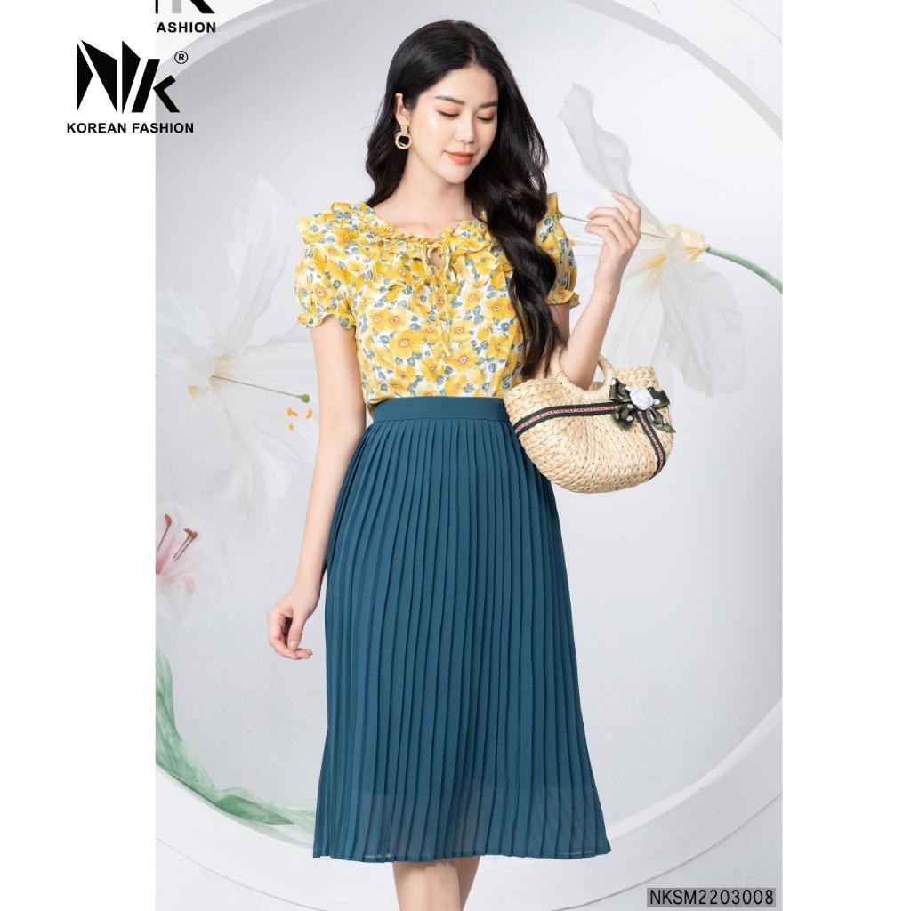 Áo Sơ Mi Hoa Bèo NK Fashion Thiết Kế Phong Cách Dịu Dàng, Nữ Tính, Mặc Được 2 Kiểu NKSM2203008