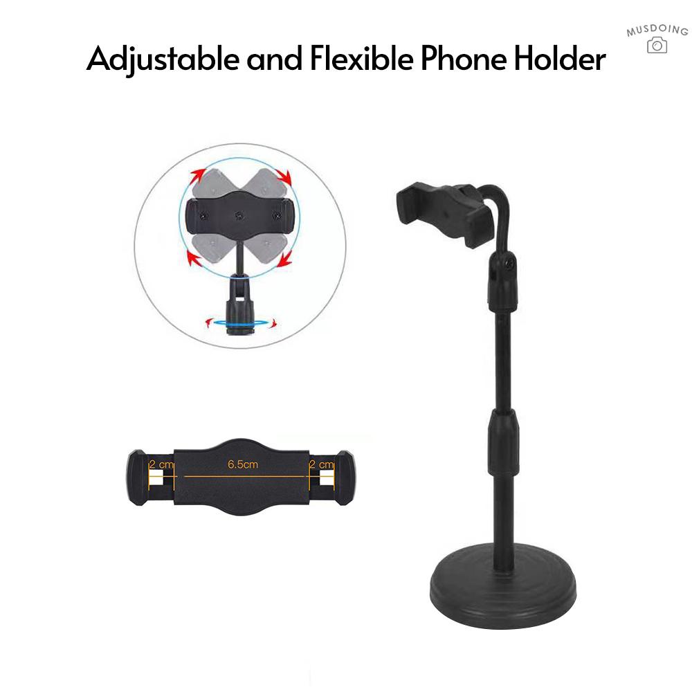 ღ  Desktop Smartphone Stand Bracket 26-38cm Adjustable Height with Phone Holders 360° Rotation for Live Streaming Online Video Chatting Singging