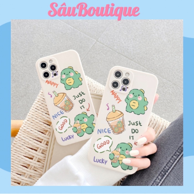 Ốp lưng iphone viền vuông khủng long cute