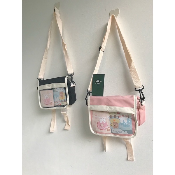 Túi đeo chéo 2 nịt size nhỏ dễ thương ( tặng kèm 2 postcard + hình thật)