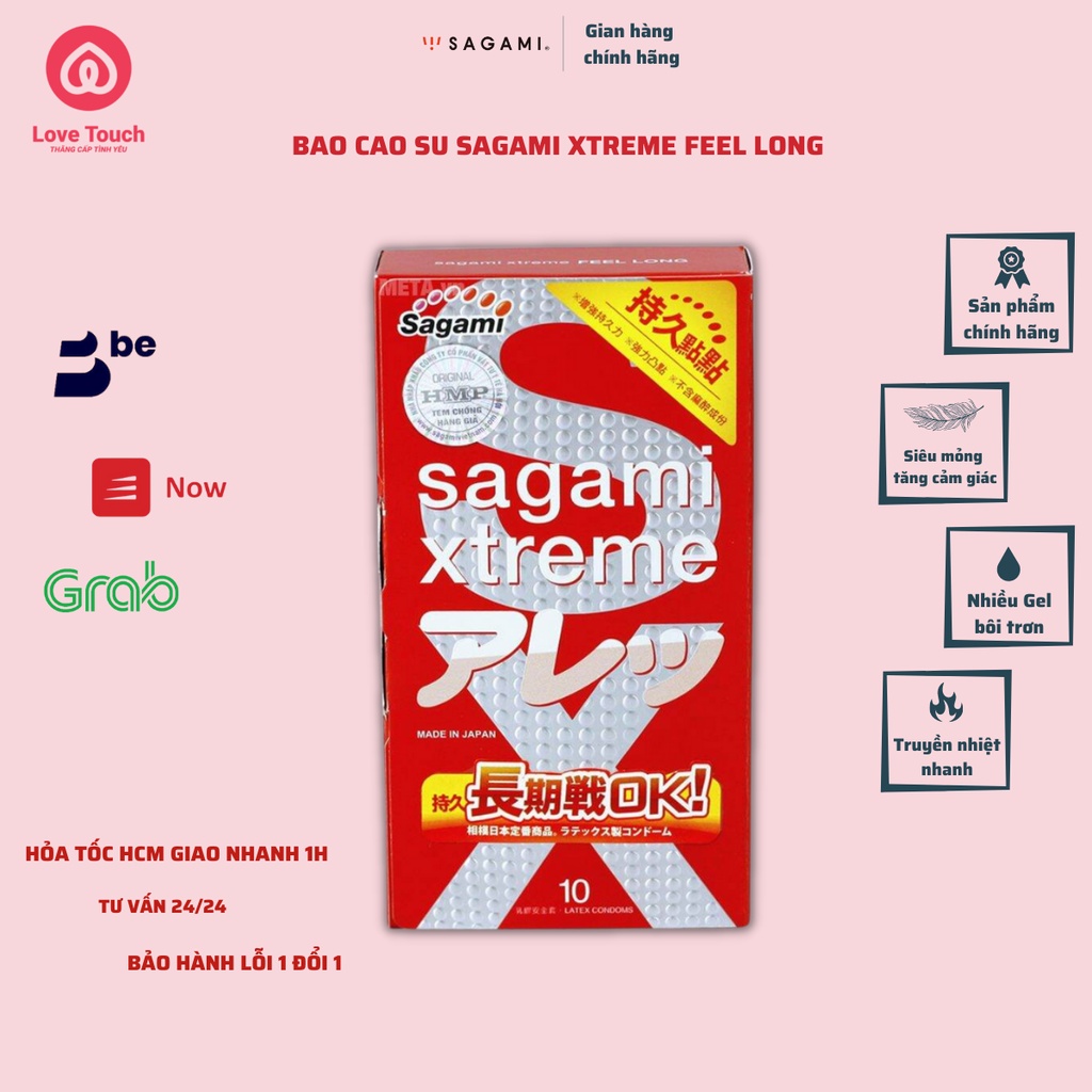 Bao cao su sagami Xtreme Feel Long gân gai siêu mỏng cao cấp - LOVE TOUCH - CHE TÊN SẢN PHẨM
