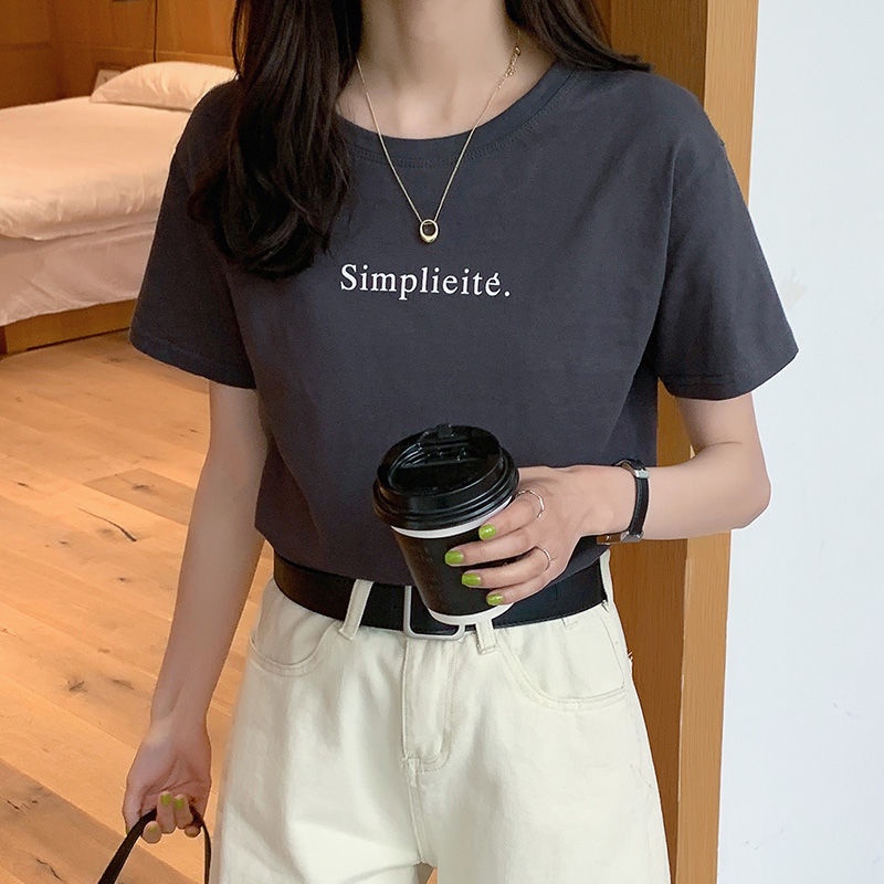 Áo Thun Ngắn Tay In Chữ Thời Trang Dành Cho Nữ