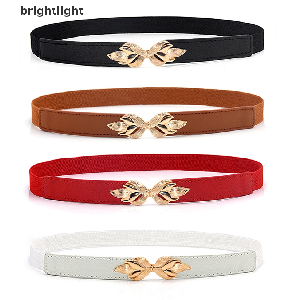 (brightlight) Women Fashion Waist Belt Narrow Stretch Dress Belt Thin Buckle Waistband [HOT SALE]