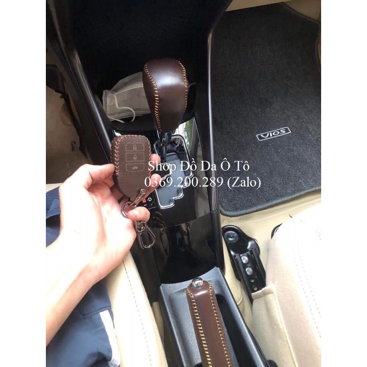 Bọc da cần số + phanh tay Vios, Fortuner, Inova, Hilux số tự động, bao da cần số phanh tay các đời xe Toyota AT