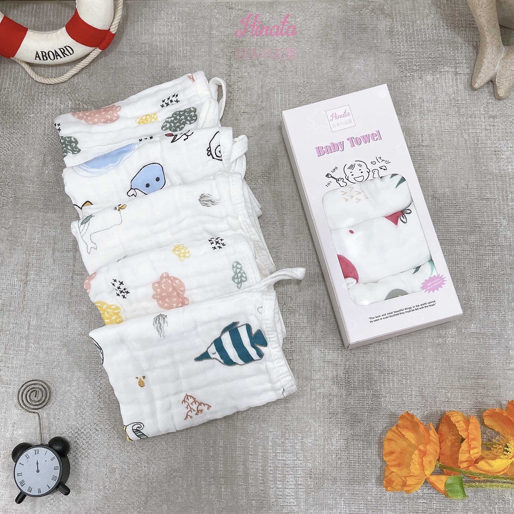 Khăn gạc cao cấp cho bé HINATA KG02 - 100% cotton, mềm mịn, an toàn cho da em bé