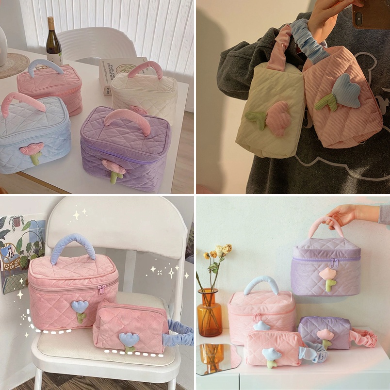 Túi Đựng Mỹ Phẩm Du Lịch Chất Nhung Cao Cấp Tiện Dụng