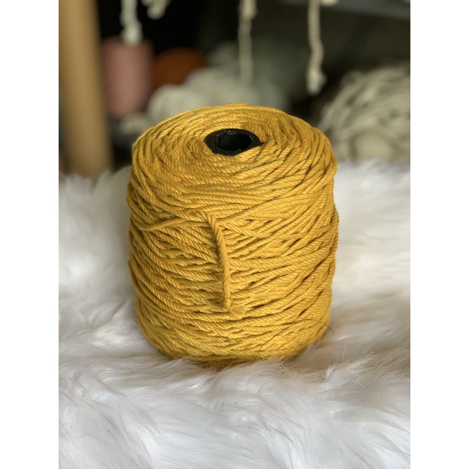 ( ảnh thật) Dây thừng se macrame, dây cotton màu VÀNG TƯƠI