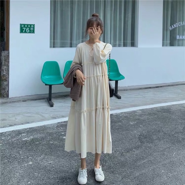 Váy babydoll dáng dài ulzzang