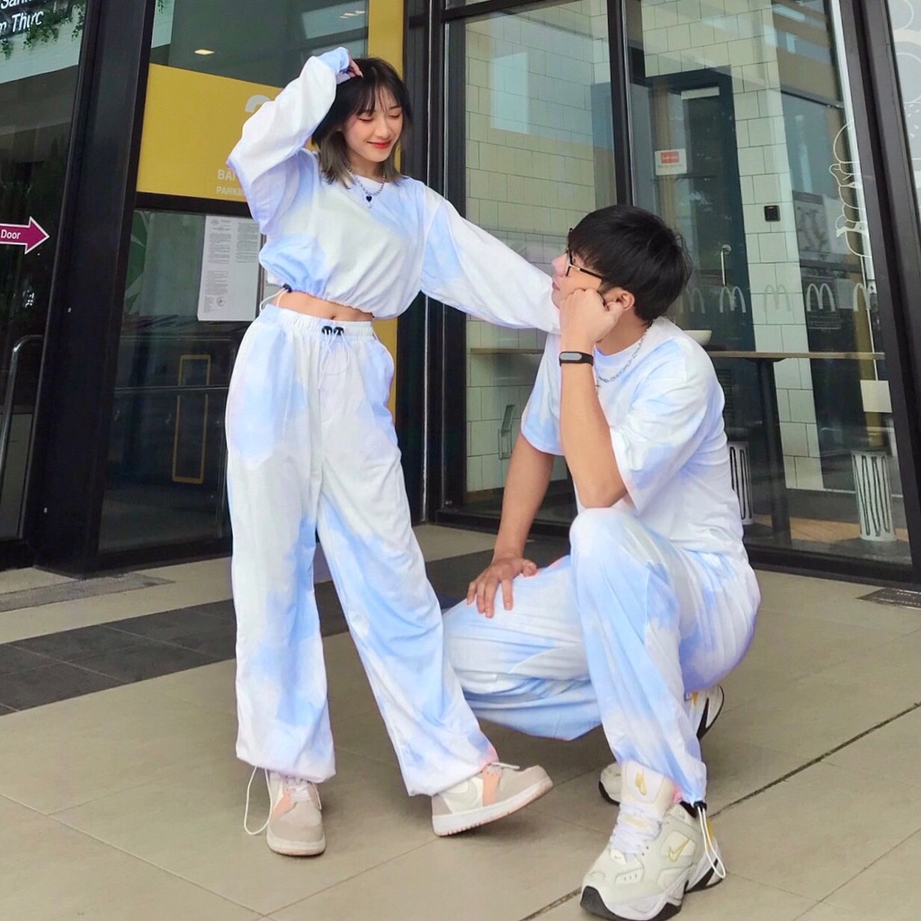 Áo Croptop Loang Màu 3D Ulzzang Rút Dây Tay Dài Dáng Rộng - MM