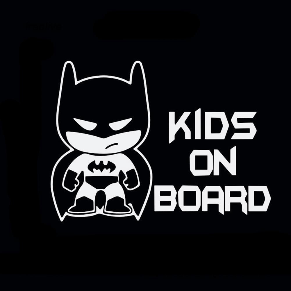 Sticker phản quang dán xe hơi hình Batman ngộ nghĩnh có chữ KIDS ON BOARD tiện dụng