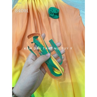 ĐẦM MAXI LOANG MÀU CỘT EO