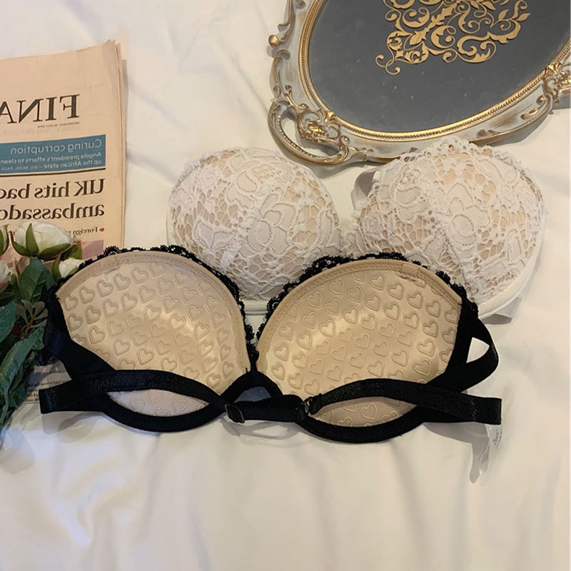 Áo Lót  Ren Cúp Ngực  Đệm Tim Có Gọng Chống tụt Hở Vai Nâng Ngực  Kèm Dây Trong