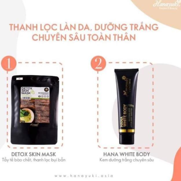 [ SALE SHOCK ] Combo Dưỡng Toàn Thân Hana White Body & Detox Skin Mask Hanayuki CHINH HANG 100%