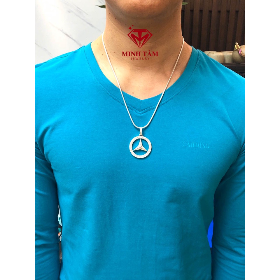 Mặt dây chuyền bạc nam Mec bạc ta,Bộ dây chuyền mặt Mecedes chất liệu bạc ta cho nam-Minh Tâm Jewelry