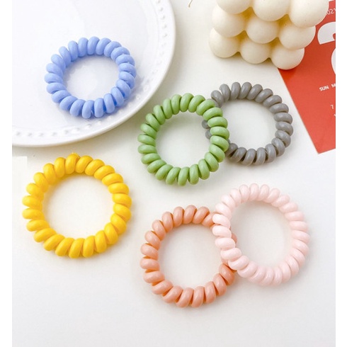 Thun cột tóc hình lò xo màu Pastel phong cách Hàn Quốc
