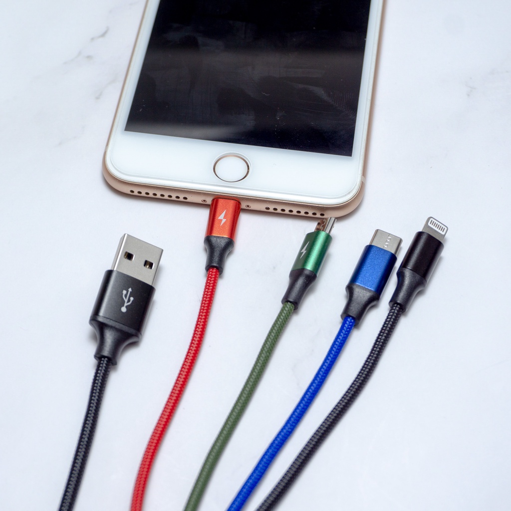 (Mới) Cáp Sạc 4 Đầu Hoco Tiện Lợi Sạc Cùng Lúc 4 Điện Thoại - Full Box