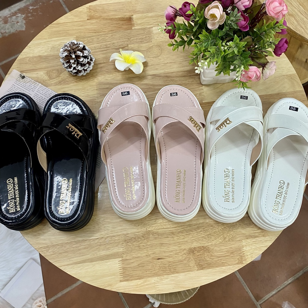 Dép cao gót đế cao su 4 phân WOMENSTYLE sang chảnh,đi chơi, đi làm LÙI 1 size 3 màu trắng, đen, hồng size 35-39 mã TD24