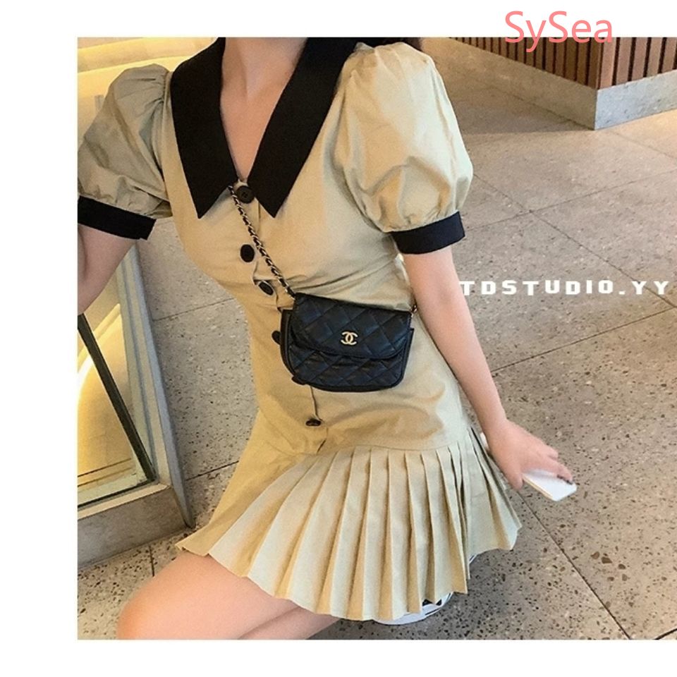 Đầm Đuôi Cá Ngắn Tay Xếp Ly Phong Cách Retro Thời Trang Cho Nữ | BigBuy360 - bigbuy360.vn