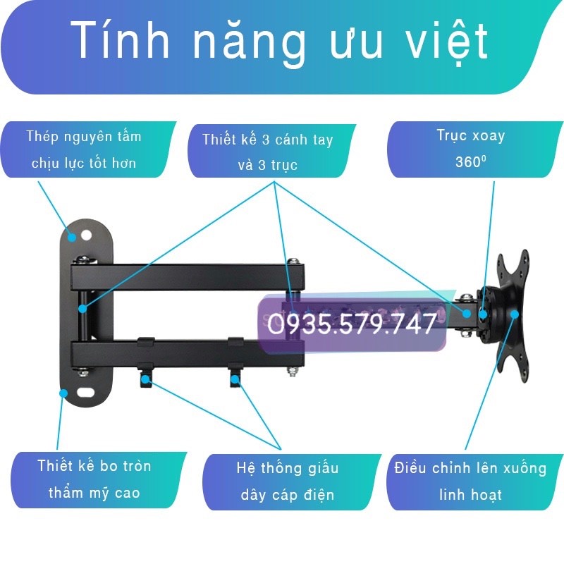 S32 - Giá treo màn hình xoay đa năng - Quay 3600   -