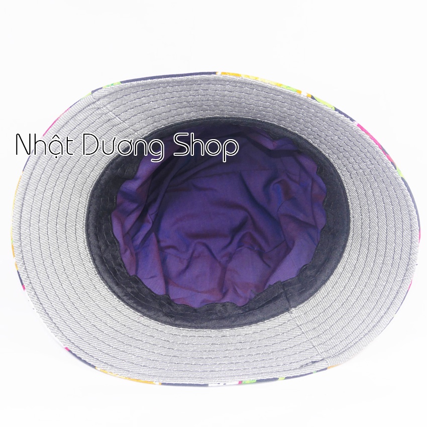 Nón bucket tai bèo hình trái cây , chất liệu vải Cotton thoáng mát size 55cm.