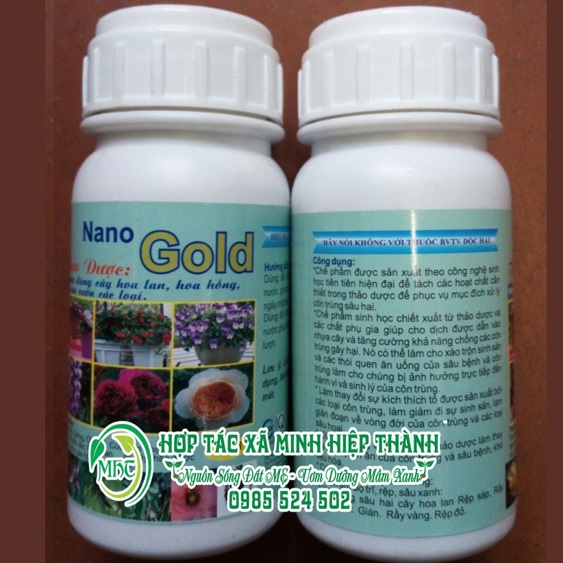 Chế phẩm Nano Gold Thảo dược lọ 250ml chuyên dùng trừ bệ nh cho hoa lan, hoa hồng, vườn hoa cây cảnh