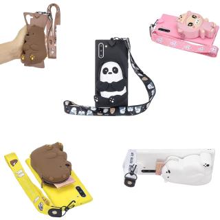 Cute Animal Zipper Wallet Coin Bag Case for Samsung Note 10 Plus Note 9 S10 Plus S10E S10 Protective Cover With Lanyard