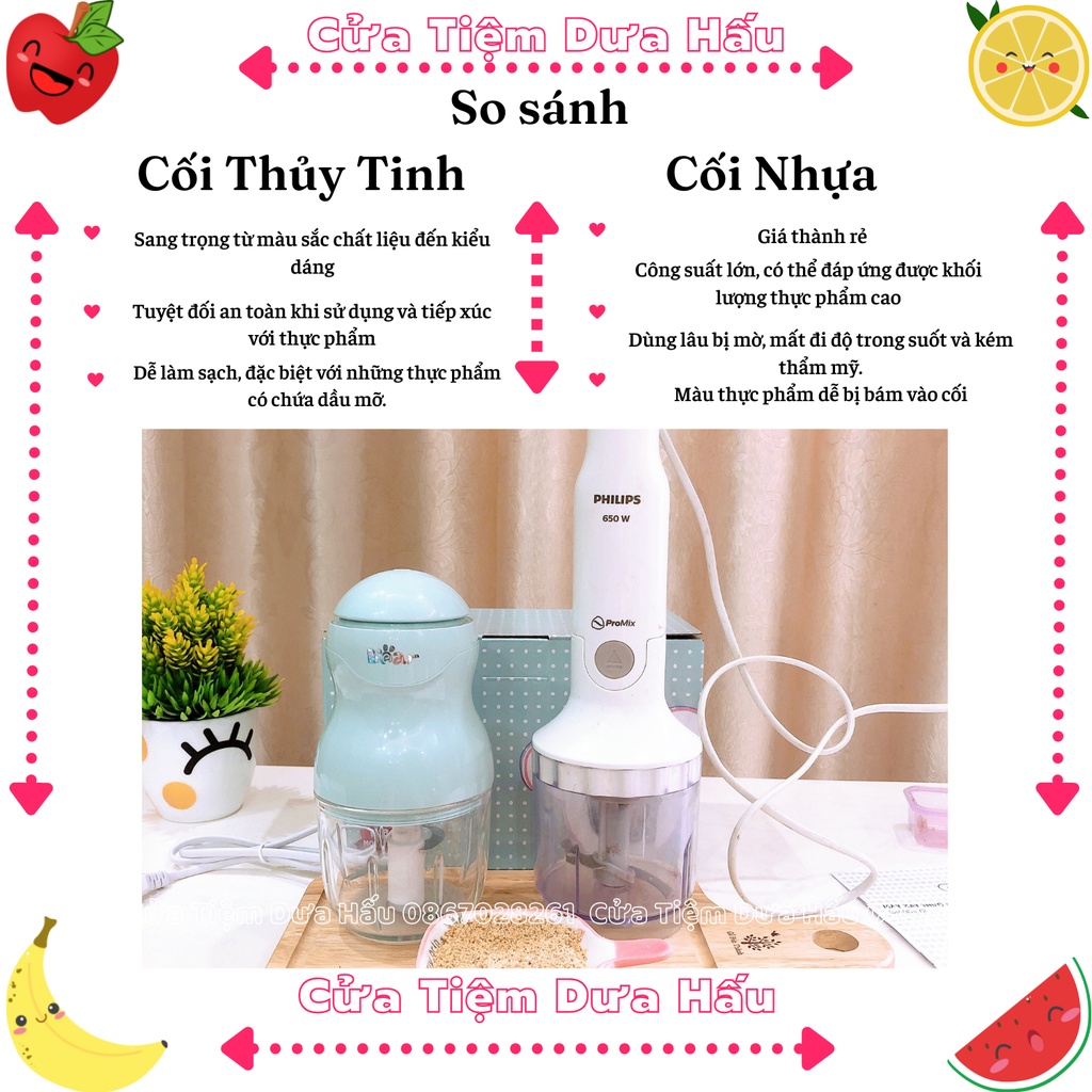 (Bảo Hành 12 Tháng) Máy xay một cối chính hãng Bear, Cối thủy tinh 300ml, Máy xay bé ăn dặm - Cửa Tiệm Dưa Hấu