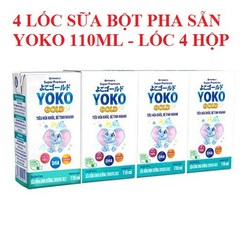 COMBO 4 LỐC SỮA BỘT PHA SẴN YOKO 110ML - LỐC 4 HỘP