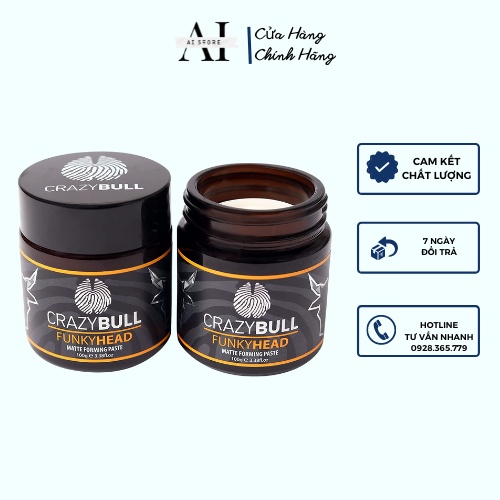 Sáp vuốt tóc, wax vuốt tóc CRAZY BULL Pomade - 100gr. Tạo Kiểu Và Giữ Nếp Cho Tóc. HÀNG CHÍNH HÃNG. AI Store