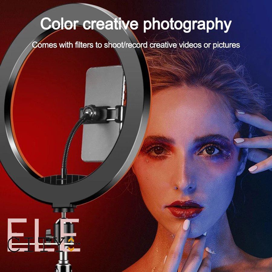 ✨ELE✨RGB LED Ring Light Phone Holder Photography Fill Light Dimmable RGB Ring Light