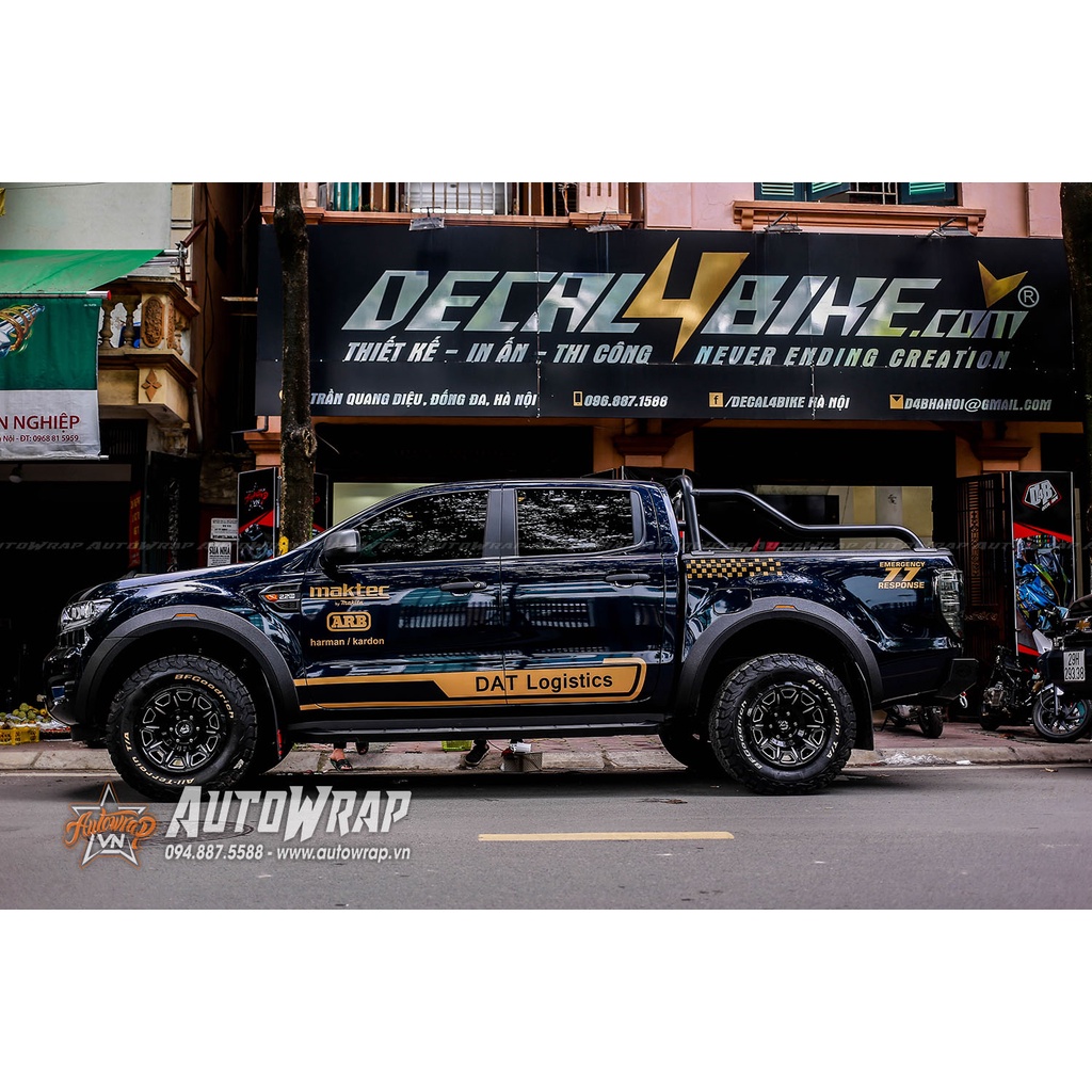 Tem xe họa tiết xe Ranger DAT Logicstic - Tem họa tiết ô tô Ford, tem dán sườn xe thể thao