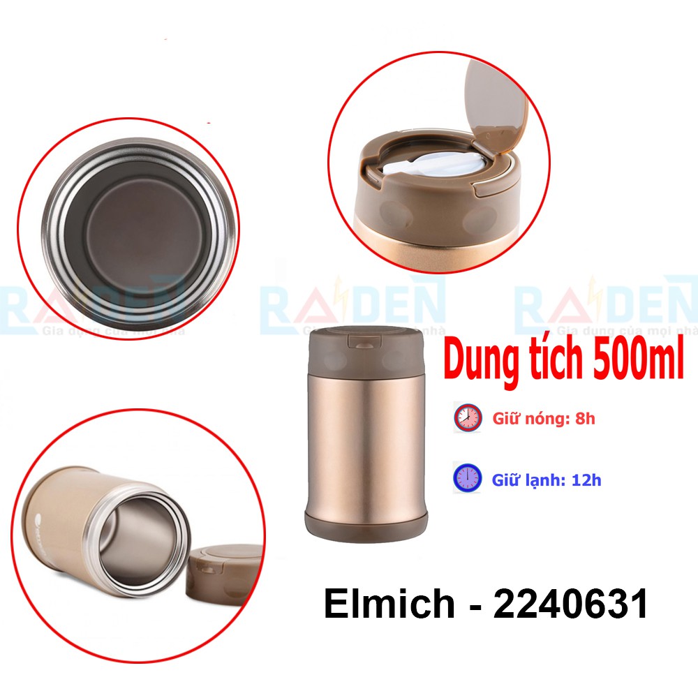 BÌnh đựng nước, đựng thức ăn giữ nhiệt inox 304 thiết kế 3 lớp thương hiệu Elmich