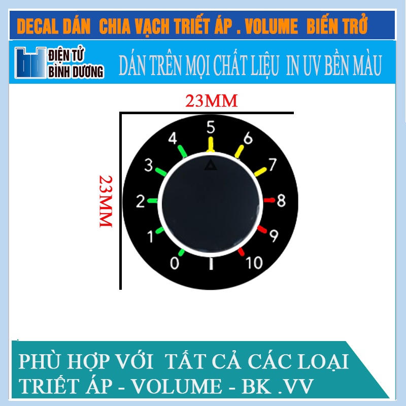 14 CHIẾC DECAL DÁN Vòng xoay chia vạch biến trở volume, triết áp, chiết áp